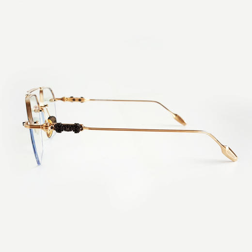 【98新闲置】Chrome hearts克罗心金色拼黑色双梁飞行员款FLUID尼康防蓝光平光眼镜58-18-147中性款 040126NJT06 商品图4