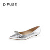 Dfuse迪芙斯2026春季新款尖头双条钉珠蝴蝶结皱纹羊皮小猫跟单鞋女鞋DFE1111050 商品缩略图6