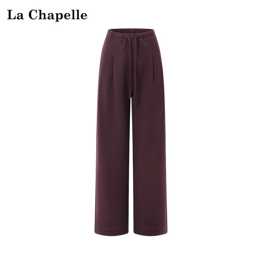 天猫同步【极简纸片人】拉夏贝尔/La Chapelle高腰系带直筒休闲裤含绵羊毛高品质垂坠松弛有型显瘦西裤 商品图0