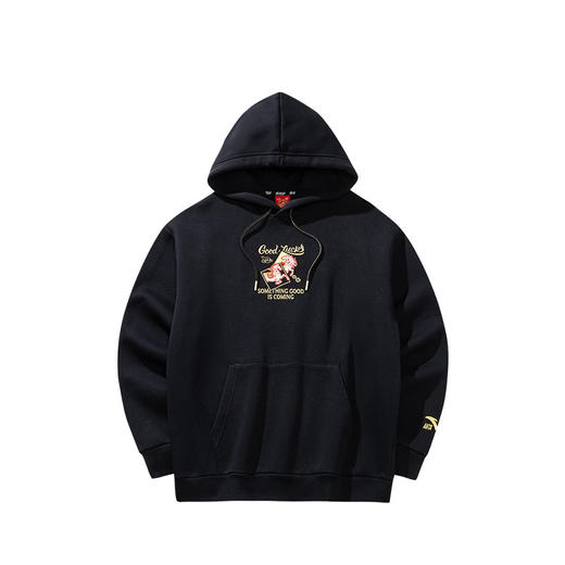 安踏好事发生加绒连帽马年卫衣男新年红色长袖运动上衣152618707S 商品图4