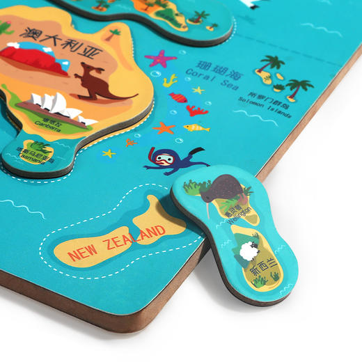 特宝儿大号磁性世界地图 | 强磁力拼块、地理认知启蒙、融入地区特色手绘图、让地理变有趣、4岁+ 商品图3