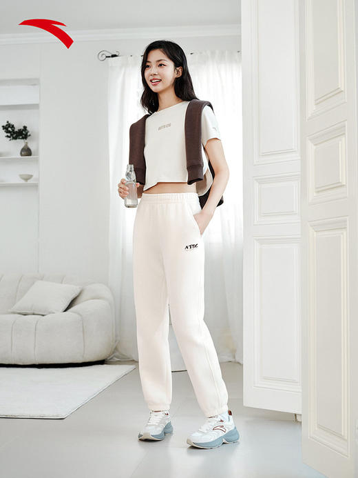 安踏易打理卫裤丨针织运动长裤女新款宽松休闲束脚裤子162618316S 商品图0