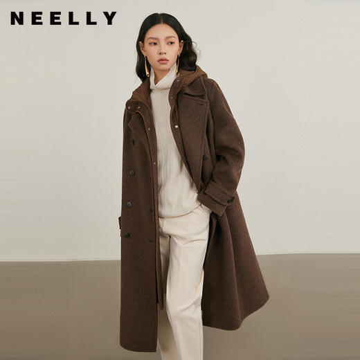 NEELLY纳俪商场同款冬季新款可拆卸羽绒马甲款毛呢大衣女通勤外套N25114N04611 商品图0