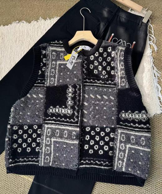 F010710慵懒复古感大地色系拼色针织无袖马甲女 商品图11