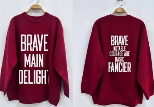 NC圆领撞色大字母毛织上衣50914（红）冬季254011280321 商品图2