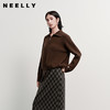 NEELLY纳俪商场同款冬新款休闲翻领半拉链针织衫女高级感灰色上衣N25112A01121 商品缩略图0