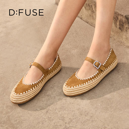 Dfuse迪芙斯2026春季新款编制手工感舒适百搭渔夫鞋玛丽珍单鞋女鞋DFE1111072 商品图0
