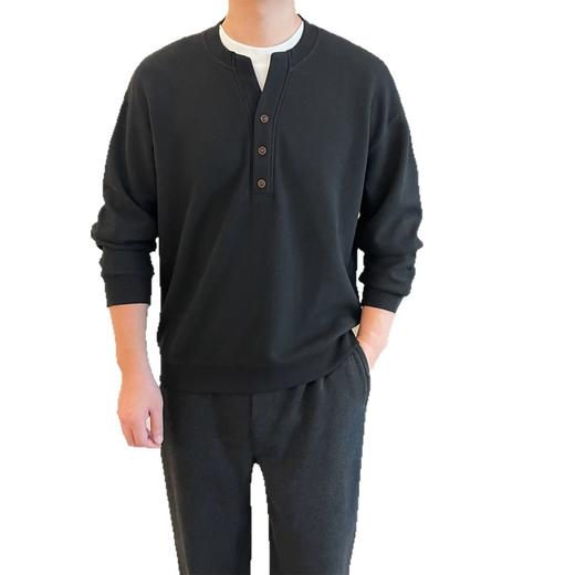 【家属的英雄气概】美式假两件！老钱风！2026男装羊毛亨利领针织衫内搭打底V领卫衣！ 商品图4