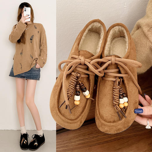 【行走舒适❗️新款勃肯鞋】质感鞋面舒适材质，轻软鞋垫亲肤贴足，走路回弹耐磨鞋底，冬季红袋鼠鞋加绒加厚保暖防滑软底豆豆休闲鞋棉鞋QQ 商品图0