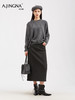 【细腻针织】阿菁娜新款绵羊毛针织开衫微廓形圆领细腻针织通勤百搭外套F30D318015 商品缩略图3