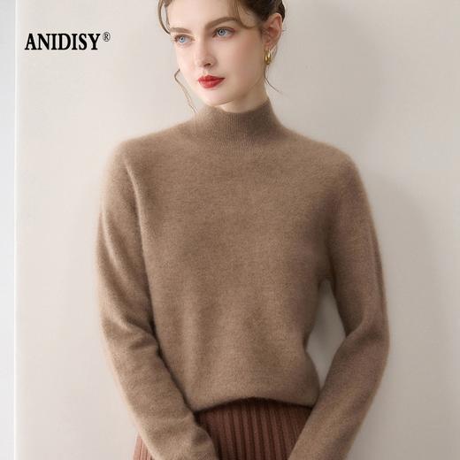 100%羊绒纯山羊绒加厚半高领长袖套头毛衣 商品图2