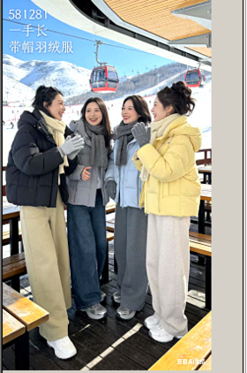 581281一手长带帽加厚羽绒服