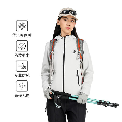 +【乐粉专属】SCALER思凯乐户外软壳衣男夹克华夫格加绒保暖冲锋内胆女防风外套 F2912517 商品图0