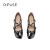 Dfuse迪芙斯2026春季新款尖头双条带铆钉甜酷朋克亮面漆皮单鞋平跟鞋DFE1111048 商品缩略图9