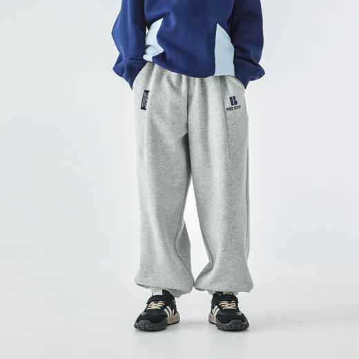 蓝汽水2025年冬季新款亲子中大童绒里收褶卫裤抗静电抑菌束脚长裤 商品图2