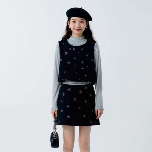 奢姿大码女装2026春季小花图案减龄三件套胖妹妹半高领时尚套装9961991196AB 商品图1