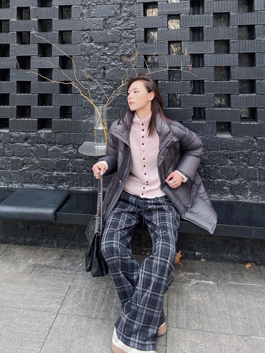 【2026春】噢蜜ooomeooo格纹直筒裤不加绒 商品图1