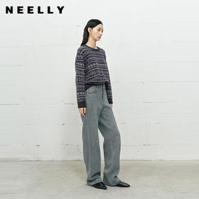 NEELLY纳俪商场同款冬新款时尚加绒保暖直筒牛仔裤女柔软显瘦长裤N25113H01162