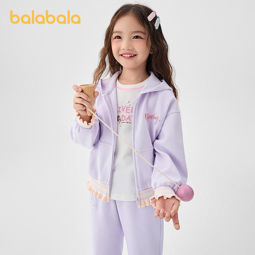 巴拉巴拉童装儿童外套女童春装字母绣花连帽针织上衣时尚甜美文艺 商品图1