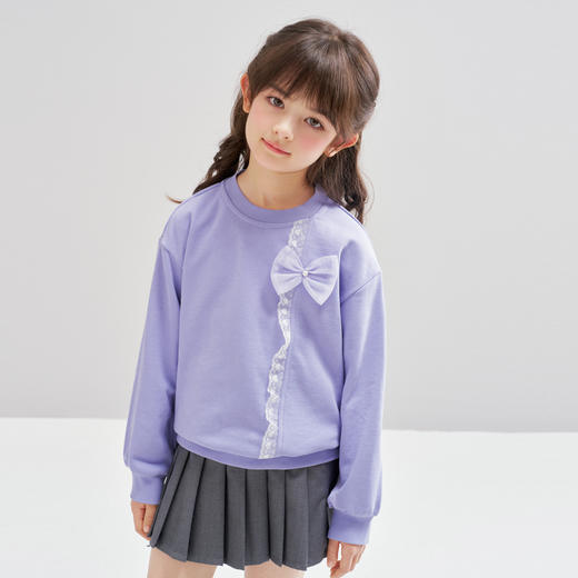 笛莎Deesha 2026春季女童时尚甜美蝴蝶结花边卫衣 商品图3