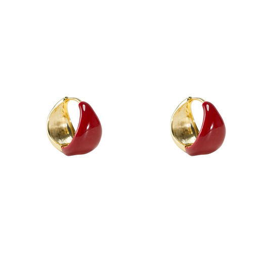 三彩2026新款新年酒红滴釉耳钉圈环复古轻熟简约喜庆聚会氛围感 商品图3