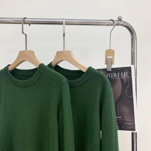 F010702显白碧玺绿~冬季糕级感宽松百搭套头圆领羊毛毛衣 商品图11