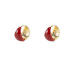 三彩2026新款新年酒红滴釉耳钉圈环复古轻熟简约喜庆聚会氛围感 商品缩略图2