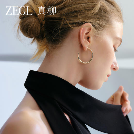 ZEGL法式素圈耳环方圆脸C形气质耳钉女简约大气百搭爆款耳圈耳饰 商品图1