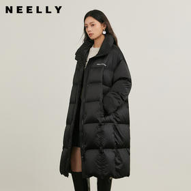 NEELLY纳俪商场同款冬新款气质直筒羽绒服女长款加厚保暖连帽外套N25114L04605