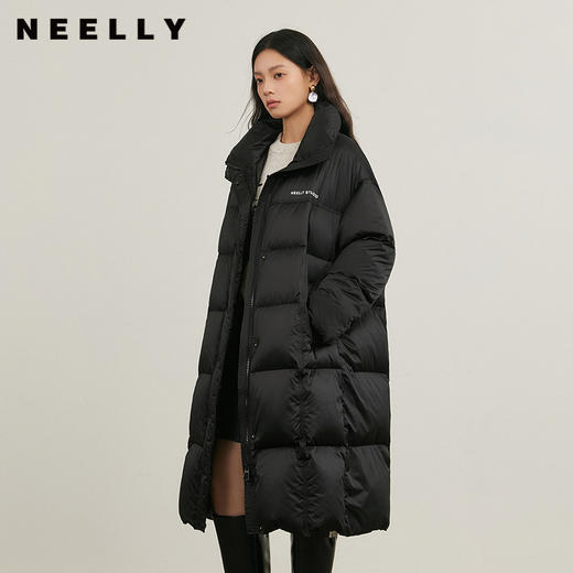 NEELLY纳俪商场同款冬新款气质直筒羽绒服女长款加厚保暖连帽外套N25114L04605 商品图0
