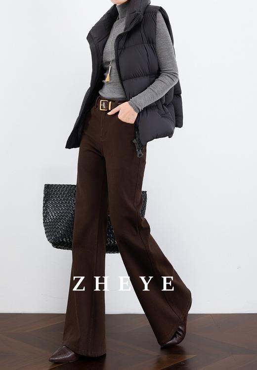 土耳其新作四面弹美拉德复古美式蓝显瘦加绒喇叭裤 商品图3