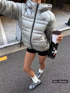 NB明星同款情侣款连帽白鹅绒羽绒服