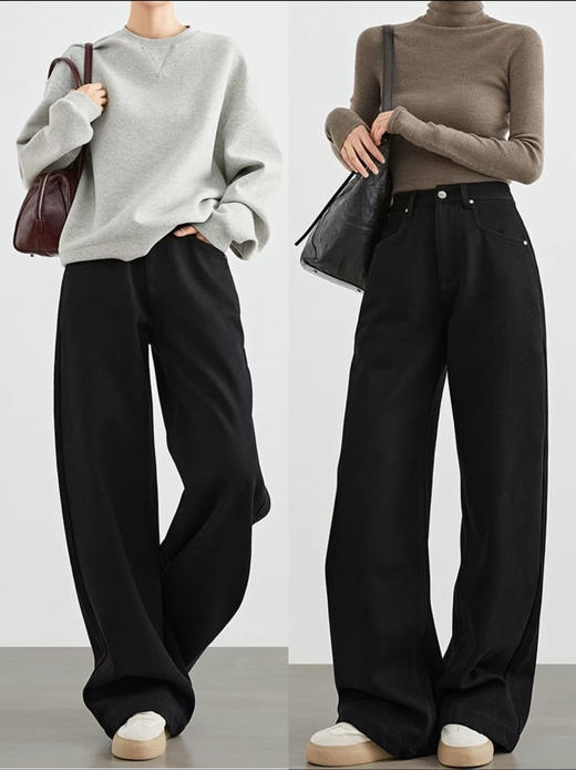 年底限时特价 显瘦到不敢相信！口碑返场！女神必备款羊毛蚕丝加绒牛仔裤加绒羊绒蚕丝软牛仔裤女秋冬新款高腰加厚阔腿裤宽松保暖棉裤！一条解决妈妈臀，卡裆掉档，鼓包显三角区等问题 商品图1