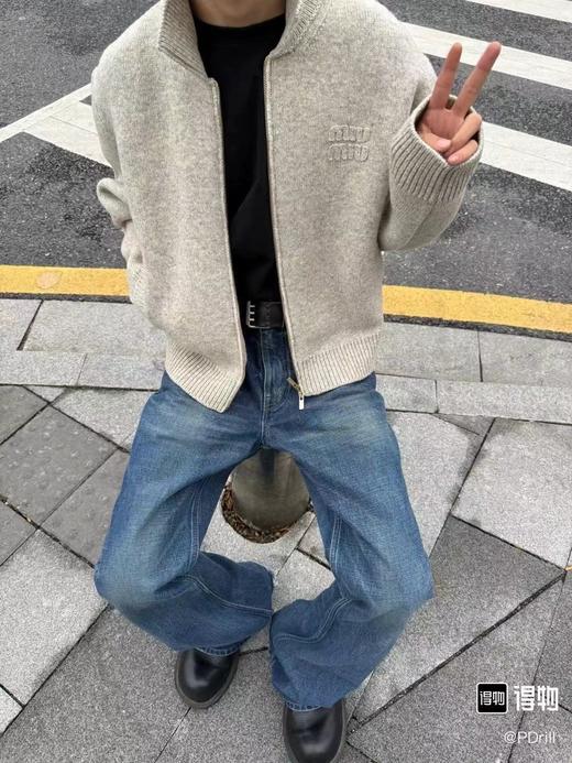 F010706新款2025暖色LOGO贴布绣羊毛翻领拉链长袖开衫外套 商品图3