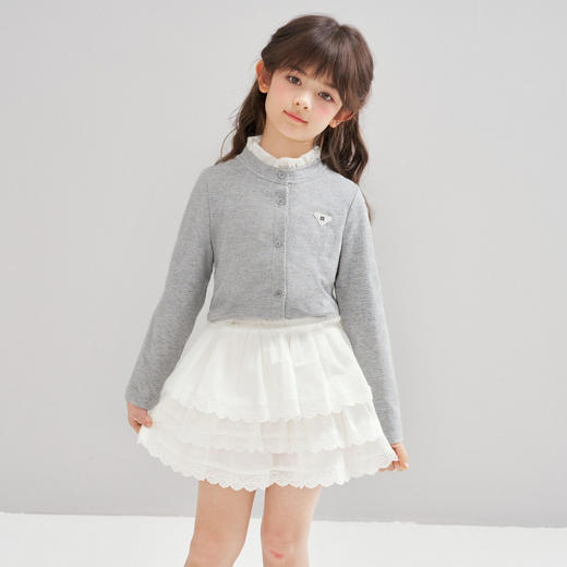 笛莎Deesha 2026春季女童时尚学院风假两件拼接针织外套 商品图3