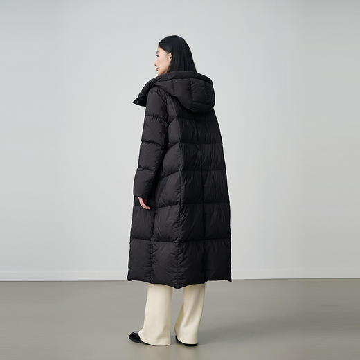 NEELLY纳俪商场同款冬季新款宽松连帽长款羽绒服女90白鸭绒外套N25114L03303 商品图1