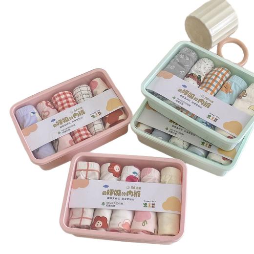 5条盒装 面包兔儿童内裤A类男童女童平角短裤宝宝卡通四角棉短裤 商品图4