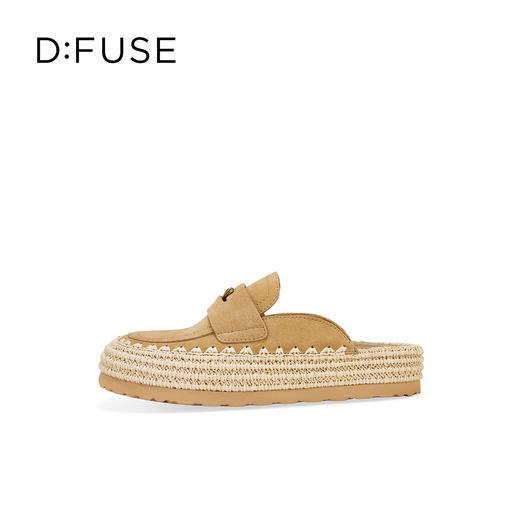 Dfuse迪芙斯2026春季新款包头编制手工感麻线鞋底穆勒拖鞋半包头拖鞋女鞋DFE1110074 商品图12
