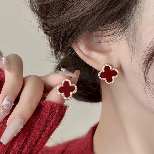 【YW】无忧购【鸿运当“红”】新年红色小马珍珠耳环女高级感过年耳钉2026新本命年耳坠秋冬耳饰（49/5件）2952（截单后3-5天发货） 商品图6