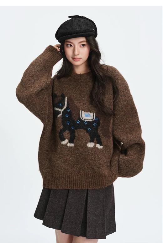 马年限定本命红  羊毛小马打底套头毛衣 商品图4