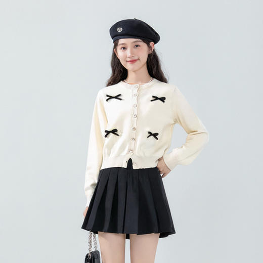 奢姿大码女装2025冬季针织减龄蝴蝶结圆领两件套胖妹妹时尚套装9954954031AB 商品图1