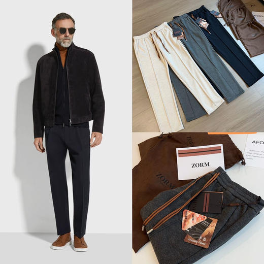 高端精品意式男士报恩裤醋酸羊毛西装休闲裤 商品图0