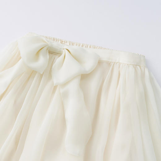 HERLIAN 2026年春季新品蝴蝶结装饰花边纱裙桑蚕丝A字荷叶半裙 商品图3