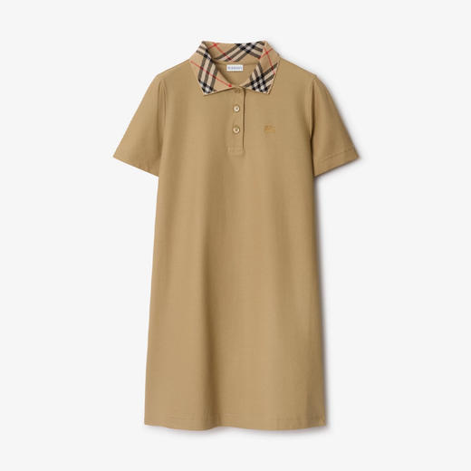 BURBERRY 巴宝莉 女士马术骑士徽标刺绣格纹领棉质Polo衫短袖连衣裙 驼色 8110342 B8626 商品图0