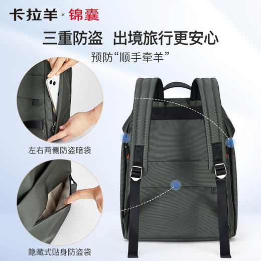 【通勤防盗】卡拉羊X锦囊防盗男士通勤15.6英寸电脑双肩包CN5500（TX） 商品图2