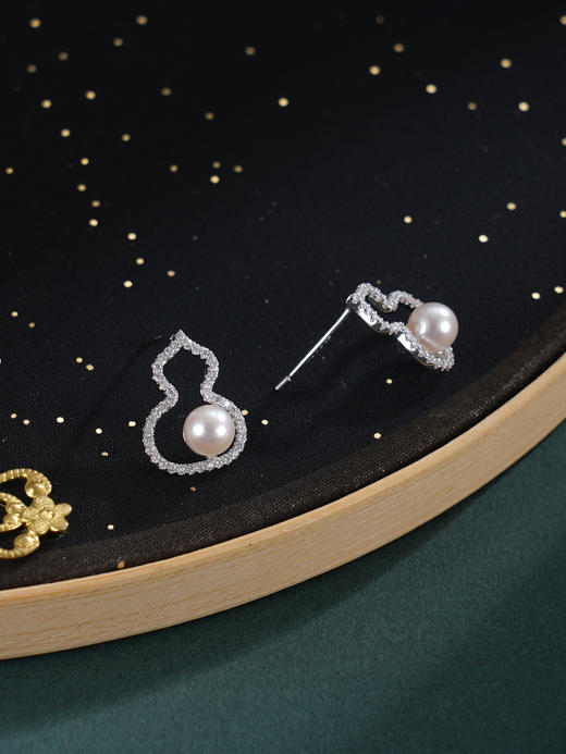子佩集【纳福之珠】银S925珍珠惜王妃耳钉【XXED001】5mm珠双色葫芦2601 商品图8