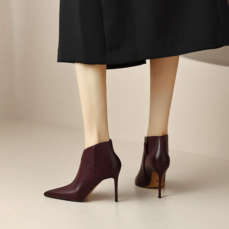 【预售5天】里外纯皮尖头超高跟鞋靴子细跟短靴裸靴性感&M12-1 商品图3
