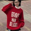 NC圆领撞色大字母毛织上衣50914（红）冬季254011280321 商品缩略图1