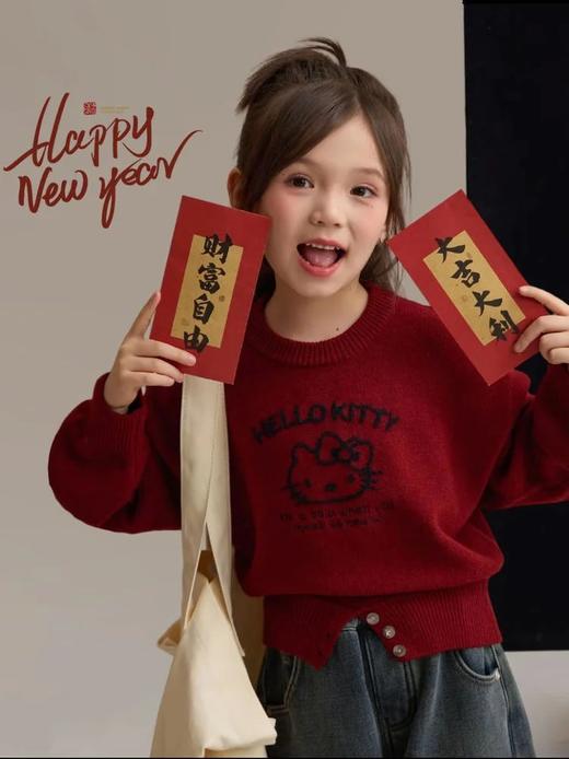 STT新年穿搭❗️【招cai猫】我的本命年限定新年氛围感毛衣❗️KT太懂少女心了，定制复古新年红，红色温柔又可爱，软糯亲肤，懒人穿搭 商品图1