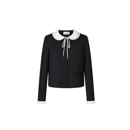 HERLIAN 2026年春季新品双层波点娃娃领设计女士甜酷小香风短外套 商品图4